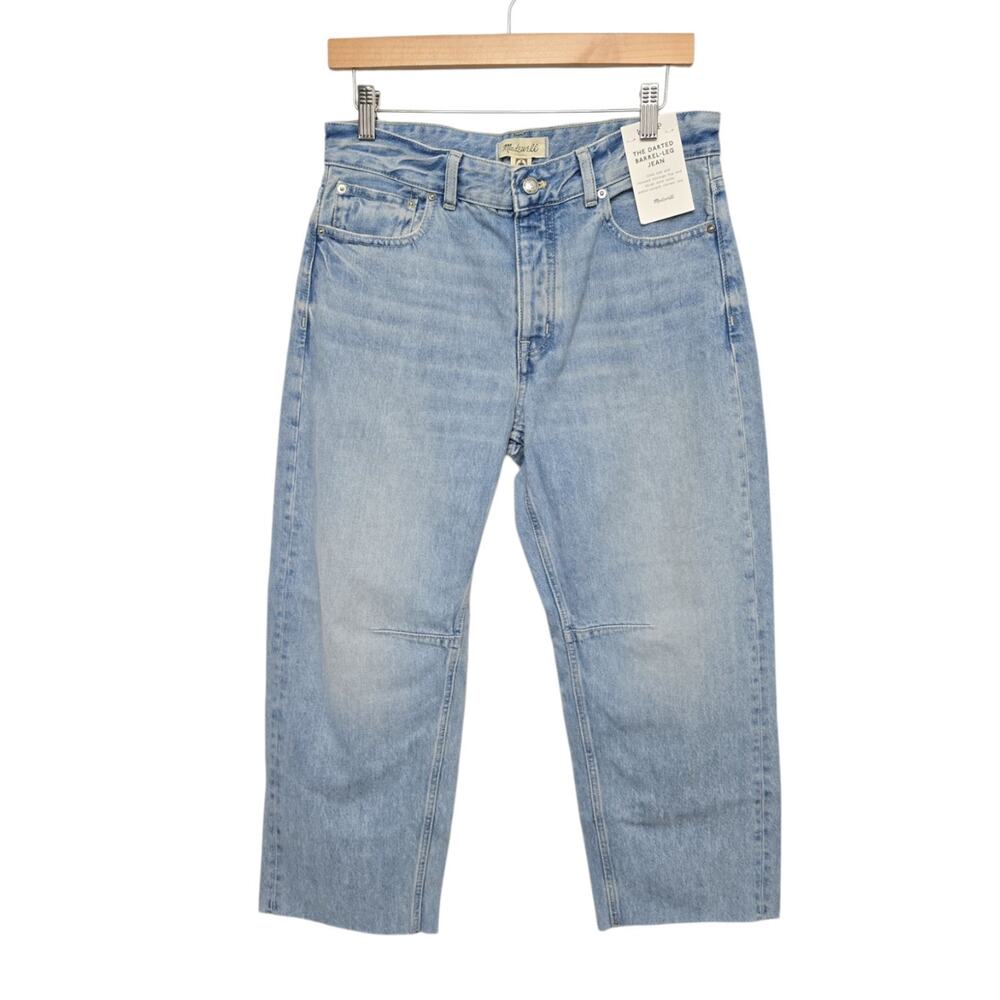 NWT Madewell Light Blue Darted Barrel-Leg Denim Jean 27p 27 petite